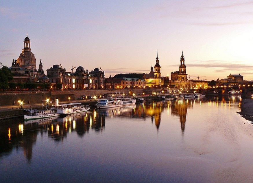 Dresden Elbe Fluss Abend 