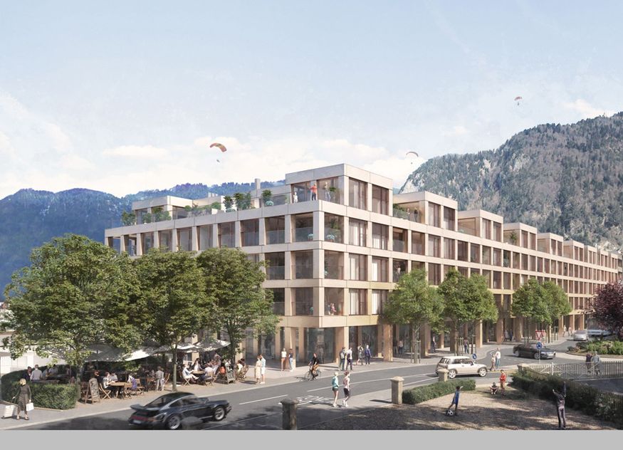 So soll der fertige Hotelkomplex in Interlaken 2024 nach der Fertigstellung aussehen